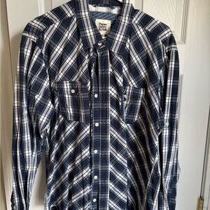 Paper Denim & Cloth Navy and White Plaid Long-Sleeve Button-Down Shirt